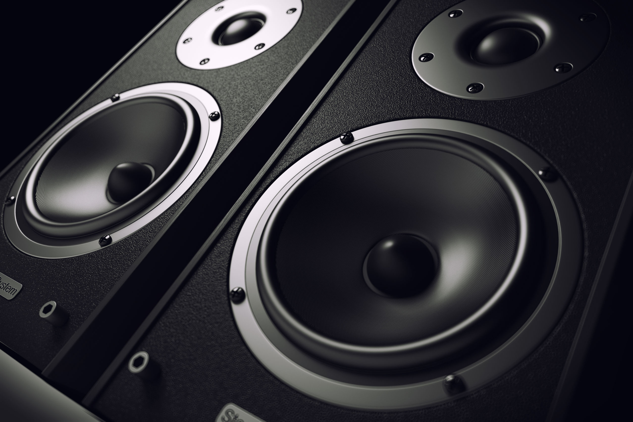 50024314 – sound speakers close-up. audio stereo system. 3d